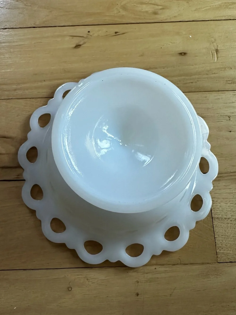 Anchor Hocking White Milk Glass Loop-Edge Serving Bowl